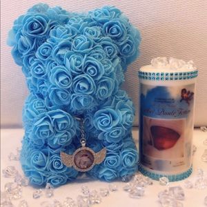 Customize Hand Made flower bears photo keychains and Memorial candle